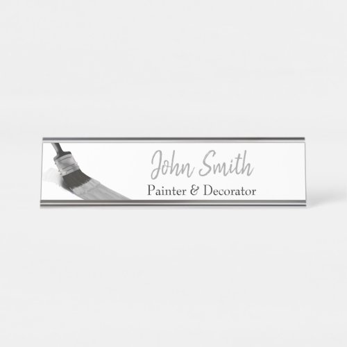 Painting Painter Service Company Brush Gray Desk Name Plate