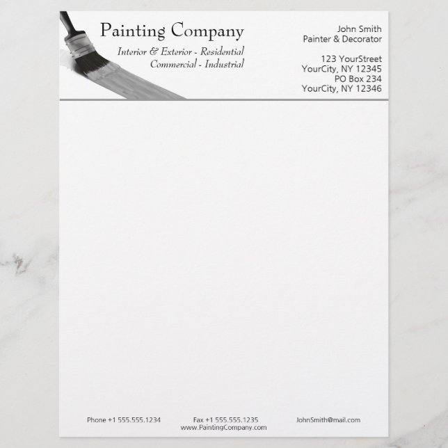 Painting Painter Service Company Brush Gray Letterhead (Front)