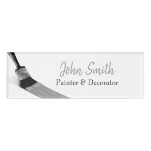 Painting Painter Service Company Brush Gray Name Tag