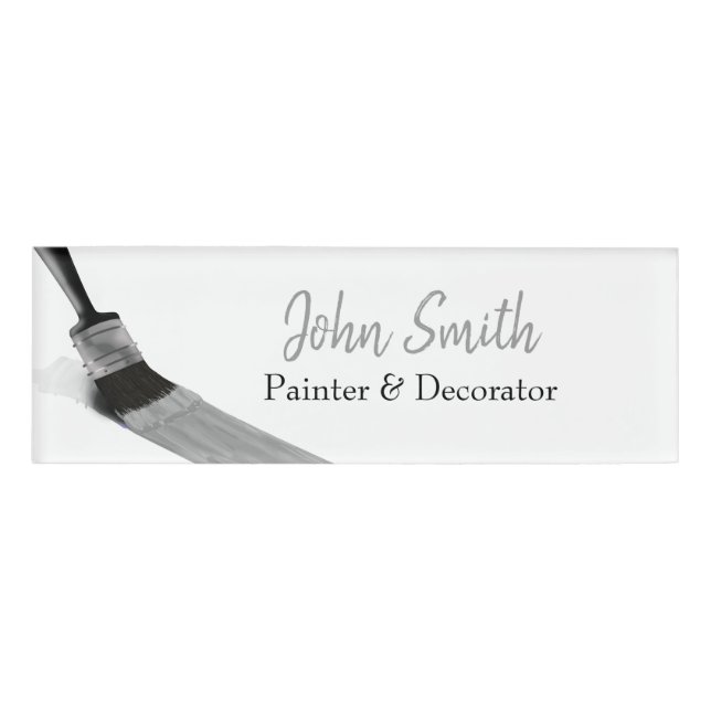 Painting Painter Service Company Brush Gray Name Tag (Front)