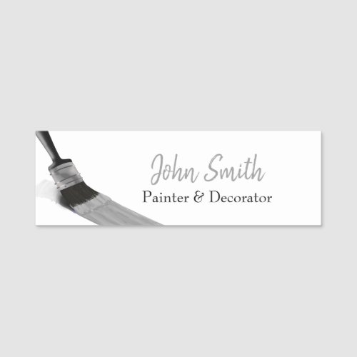 Painting Painter Service Company Brush Gray Name Tag