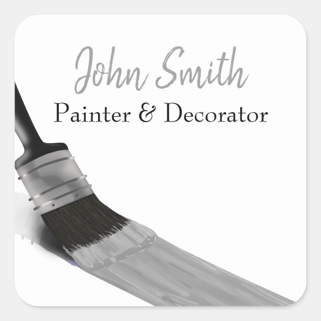 Painting Painter Service Company Brush Gray Square Sticker (Front)