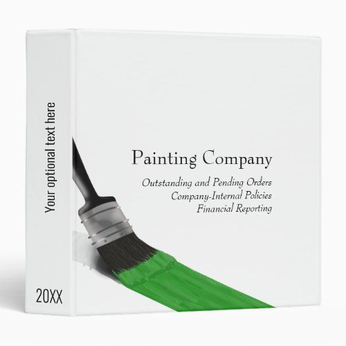 Painting Painter Service Company Brush Green 3 Ring Binder