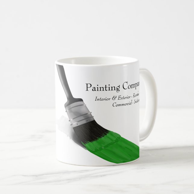 Painting Painter Service Company Brush Green Coffee Mug (Front Right)