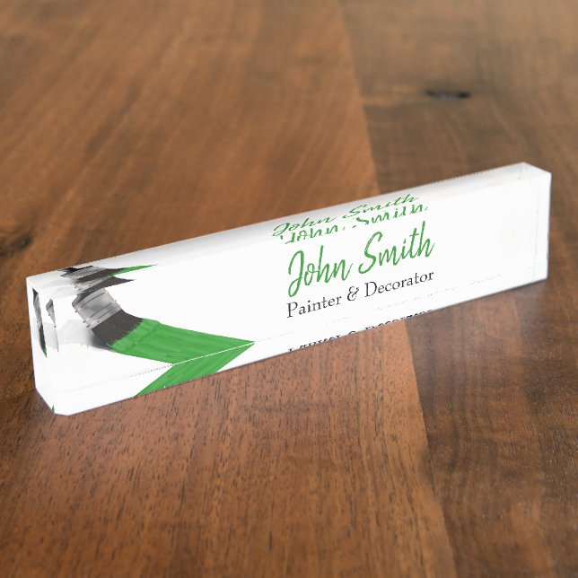 Painting Painter Service Company Brush Green Desk Name Plate (Side)