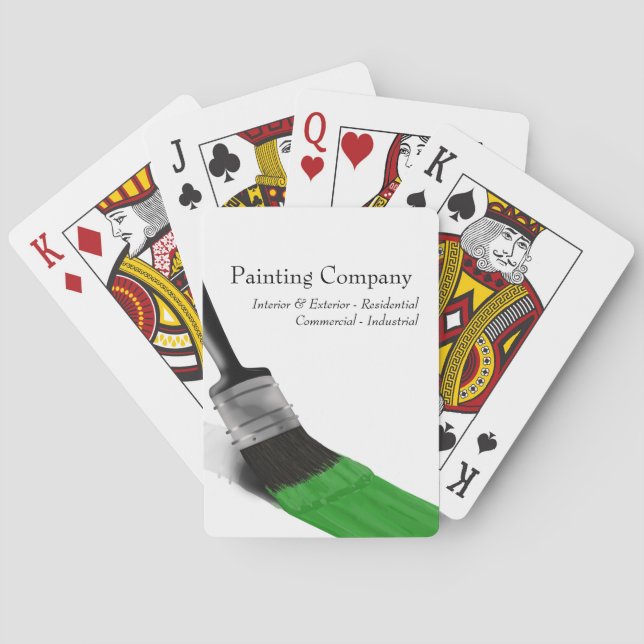 Painting Painter Service Company Brush Green Poker Cards (Back)