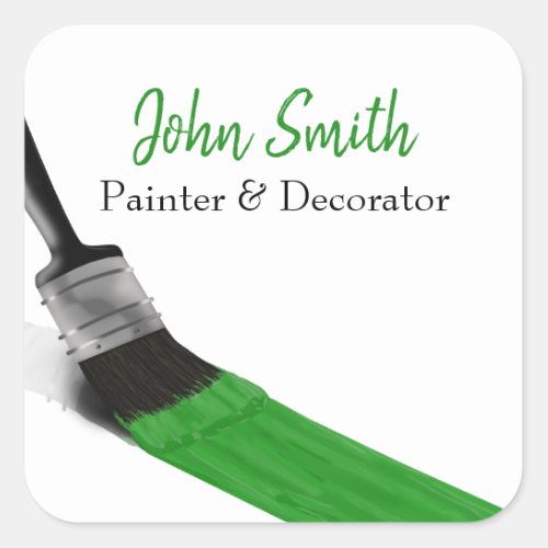 Painting Painter Service Company Brush Green Square Sticker