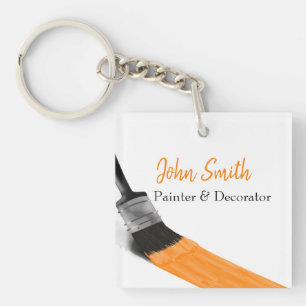 Painting Painter Service Company Brush Orange Keychain
