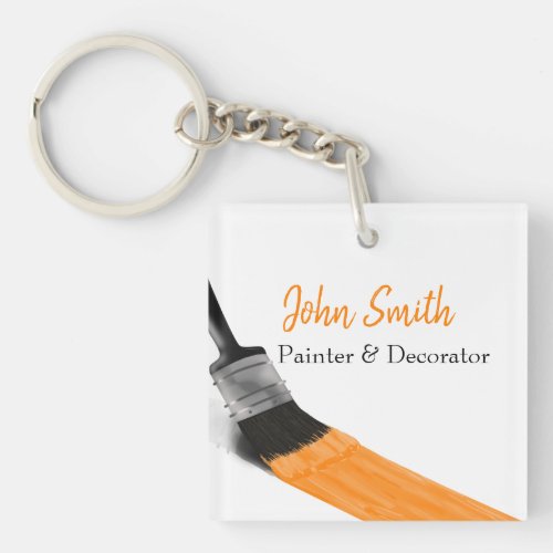 Painting Painter Service Company Brush Orange Keychain