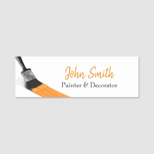 Painting Painter Service Company Brush Orange Name Tag