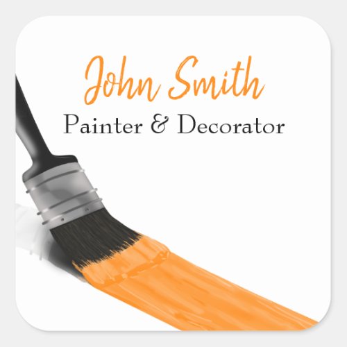 Painting Painter Service Company Brush Orange Square Sticker