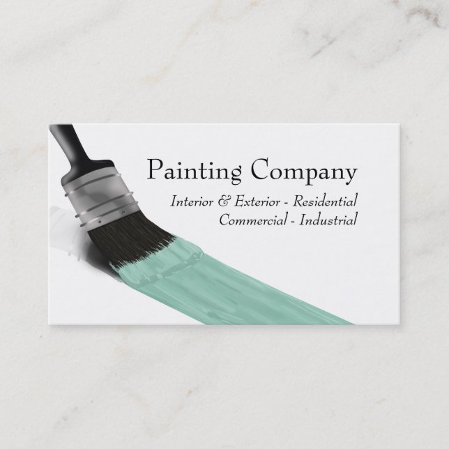 Painting Painter Service Company Brush Pastel Mint Business Card (Front)