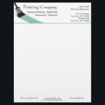 Painting Painter Service Company Brush Pastel Mint Letterhead<br><div class="desc">Simple modern and professional illustration of a paintbrush with mint turquoise liquid painting color on a white background. Text template to easy change and customize to your needs. Suitable for any business related to painting service companies, painter businesses and painting works for interior, exterior, residential, commercial and industrial purposes. Perfect...</div>