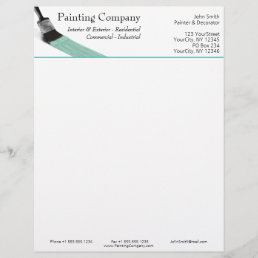 Painting Painter Service Company Brush Pastel Mint Letterhead