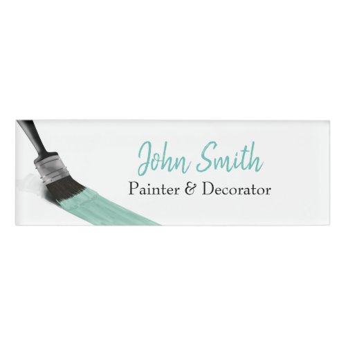Painting Painter Service Company Brush Pastel Mint Name Tag