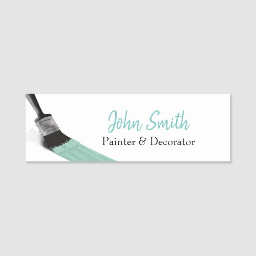 Painting Painter Service Company Brush Pastel Mint Name Tag