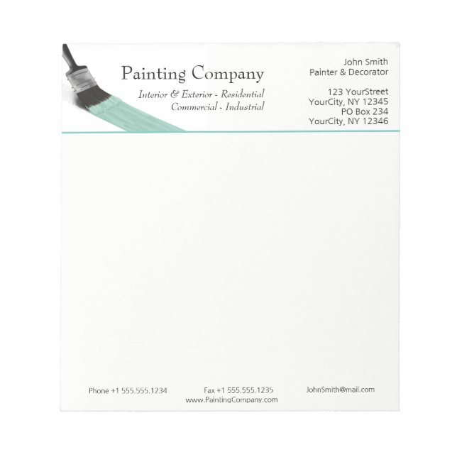 Painting Painter Service Company Brush Pastel Mint Notepad (Front)
