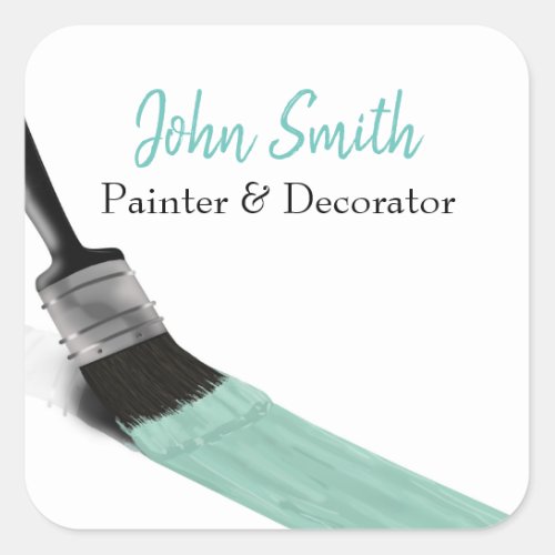 Painting Painter Service Company Brush Pastel Mint Square Sticker
