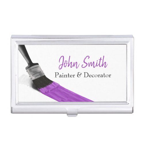 Painting Painter Service Company Brush Purple Business Card Case