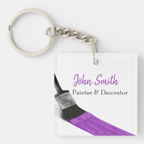 Painting Painter Service Company Brush Purple Keychain