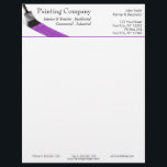 Painting Painter Service Company Brush Purple Letterhead<br><div class="desc">Simple modern and professional illustration of a paintbrush with purple lilac liquid painting color on a white background. Text template to easy change and customize to your needs. Suitable for any business related to painting service companies, painter businesses and painting works for interior, exterior, residential, commercial and industrial purposes. Perfect...</div>