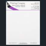 Painting Painter Service Company Brush Purple Letterhead<br><div class="desc">Simple modern and professional illustration of a paintbrush with purple lilac liquid painting color on a white background. Text template to easy change and customize to your needs. Suitable for any business related to painting service companies, painter businesses and painting works for interior, exterior, residential, commercial and industrial purposes. Perfect...</div>