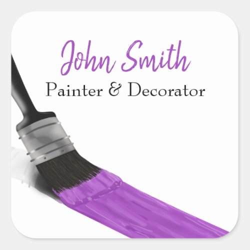 Painting Painter Service Company Brush Purple Square Sticker