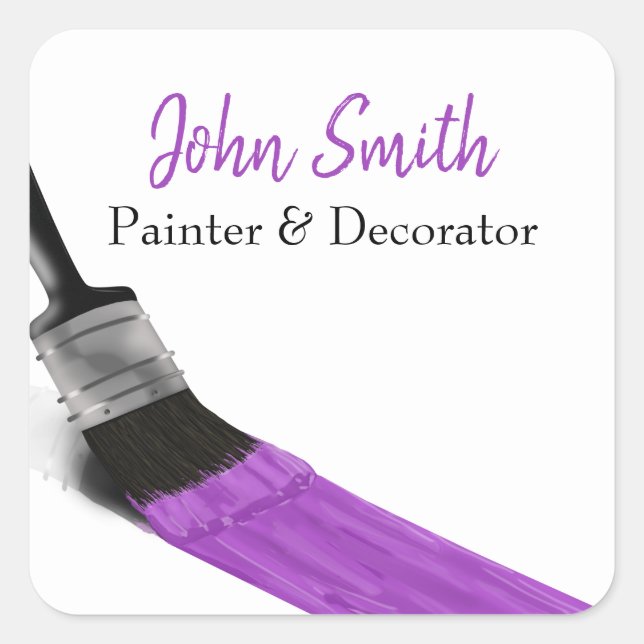Painting Painter Service Company Brush Purple Square Sticker (Front)
