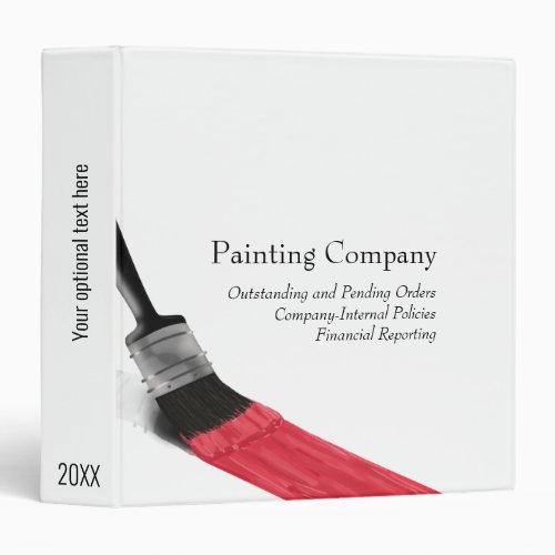 Painting Painter Service Company Brush Red 3 Ring Binder