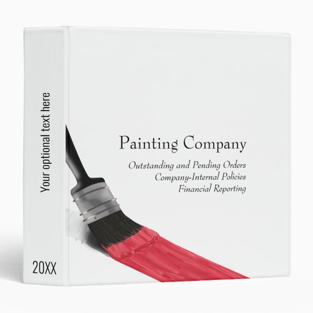 Painting Painter Service Company Brush Red 3 Ring Binder (Front/Spine)