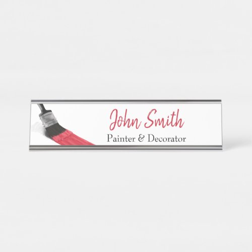 Painting Painter Service Company Brush Red Desk Name Plate