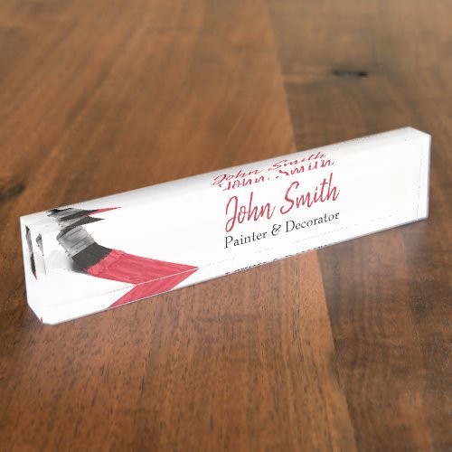 Painting Painter Service Company Brush Red Desk Name Plate