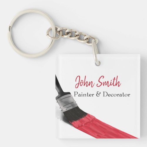 Painting Painter Service Company Brush Red Keychain