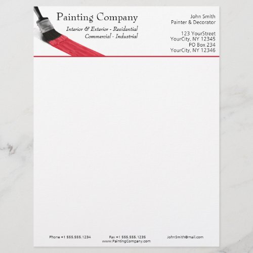 Painting Painter Service Company Brush Red Letterhead