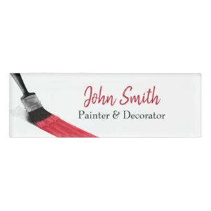 Painting Painter Service Company Brush Red Name Tag