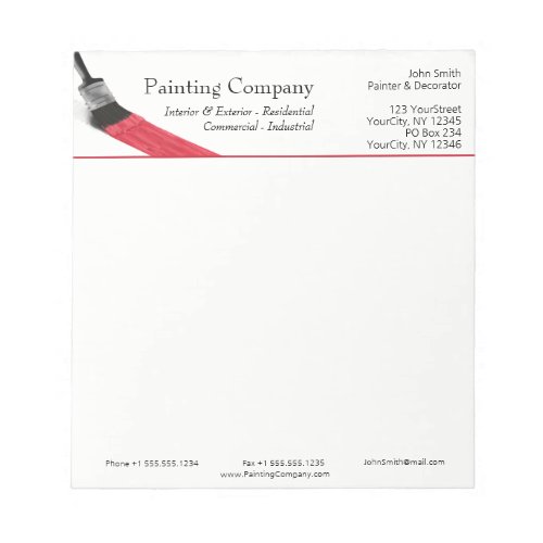 Painting Painter Service Company Brush Red Notepad