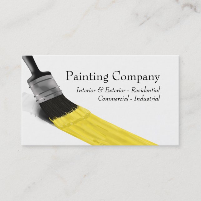 Painting Painter Service Company Brush Yellow Business Card (Front)