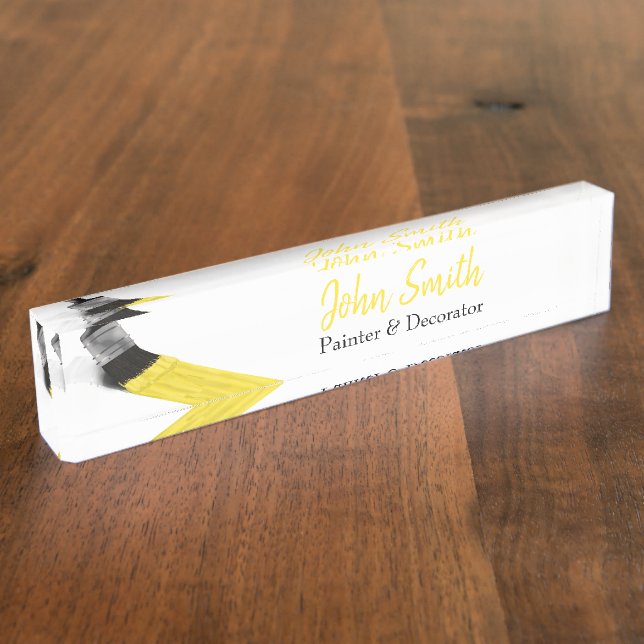 Painting Painter Service Company Brush Yellow Desk Name Plate (Side)