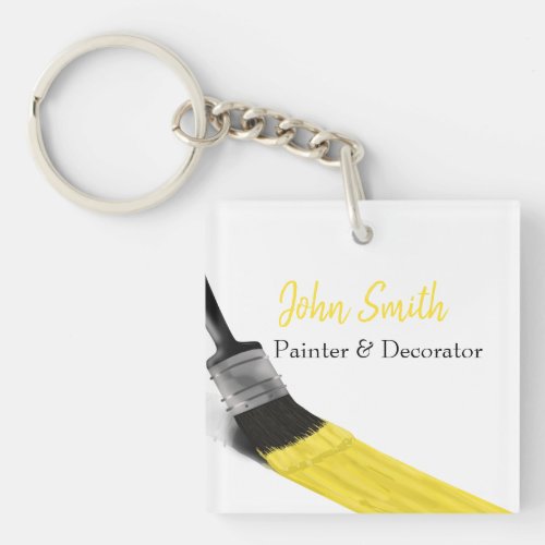 Painting Painter Service Company Brush Yellow Keychain