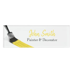Painting Painter Service Company Brush Yellow Name Tag