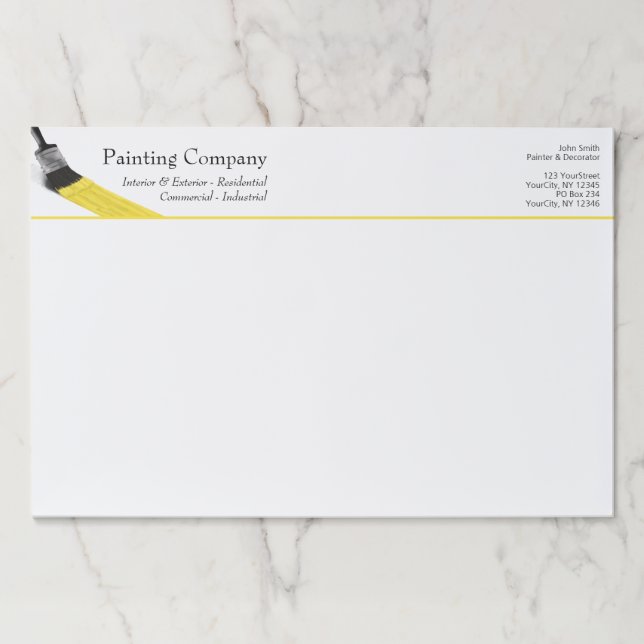 Painting Painter Service Company Brush Yellow Paper Pad (Front)