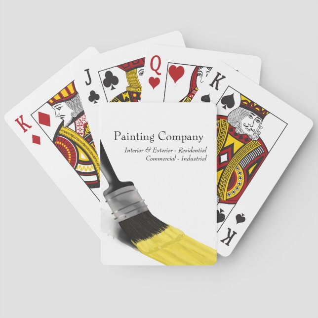 Painting Painter Service Company Brush Yellow Poker Cards (Back)