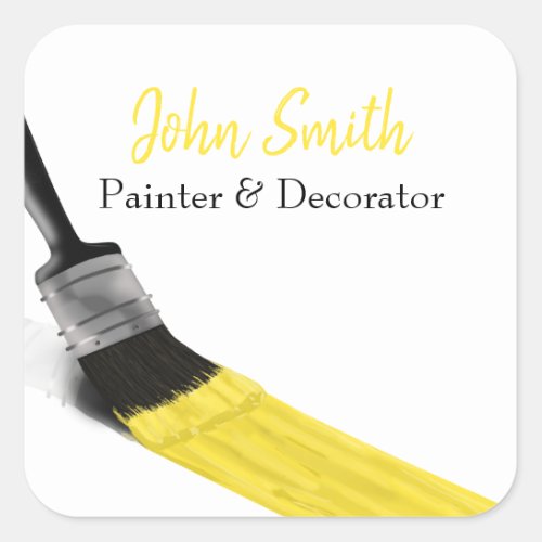 Painting Painter Service Company Brush Yellow Square Sticker