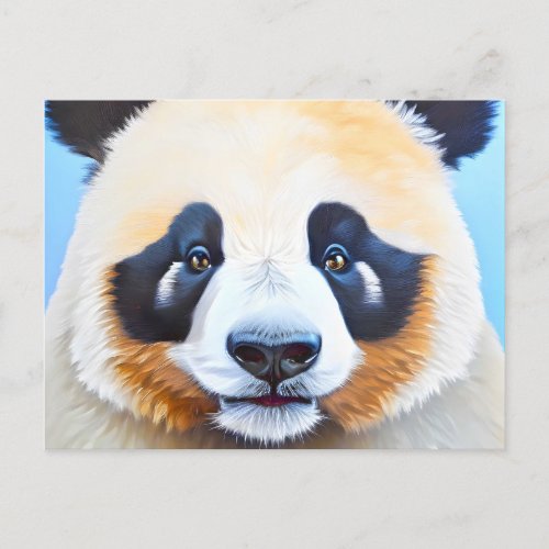Painting Panda on a blue background Postcard