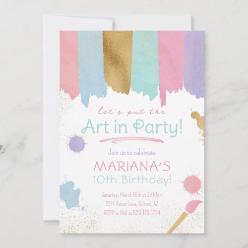 Painting Party Art Crafts Birthday Invitation
