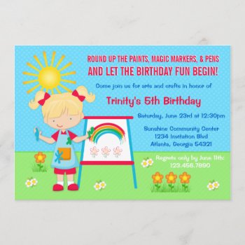 Painting Party Arts And Crafts Birthday Invite by InvitationBlvd at Zazzle