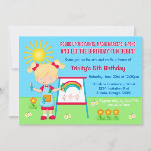 Painting Party Arts and Crafts Birthday Invite