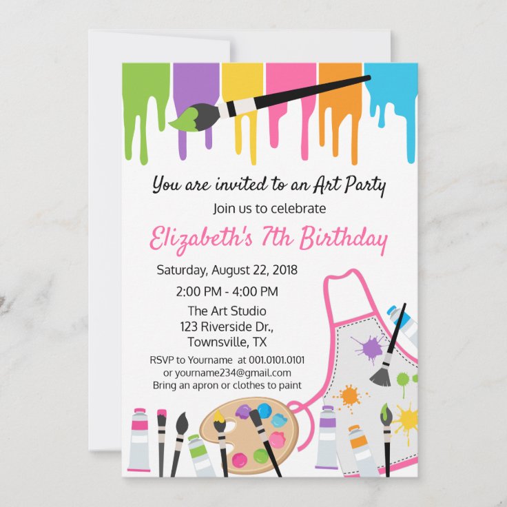 Painting Party Birthday Invitation Zazzle