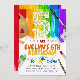 Painting Party Invitation, Art Birthday Party - 5 Invitation