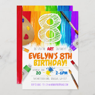 Painting Party Invitation, Art Birthday Party - 8 Invitation